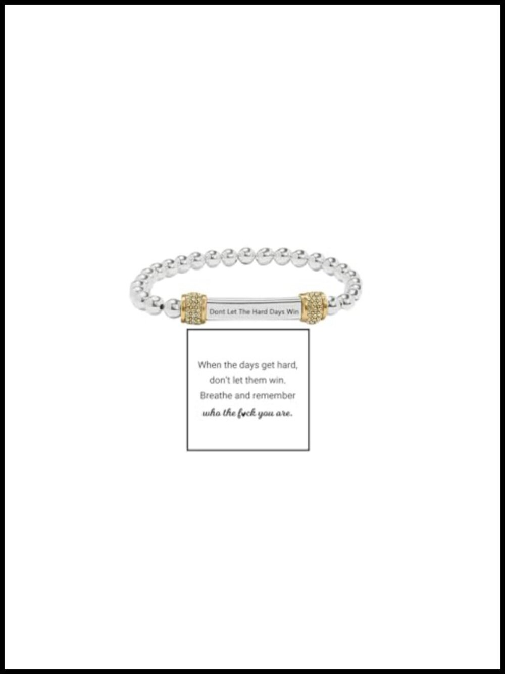 Dainty CZ Beaded Stretch Bracelet Stainless Steel Inspirational Faith Jewelry
